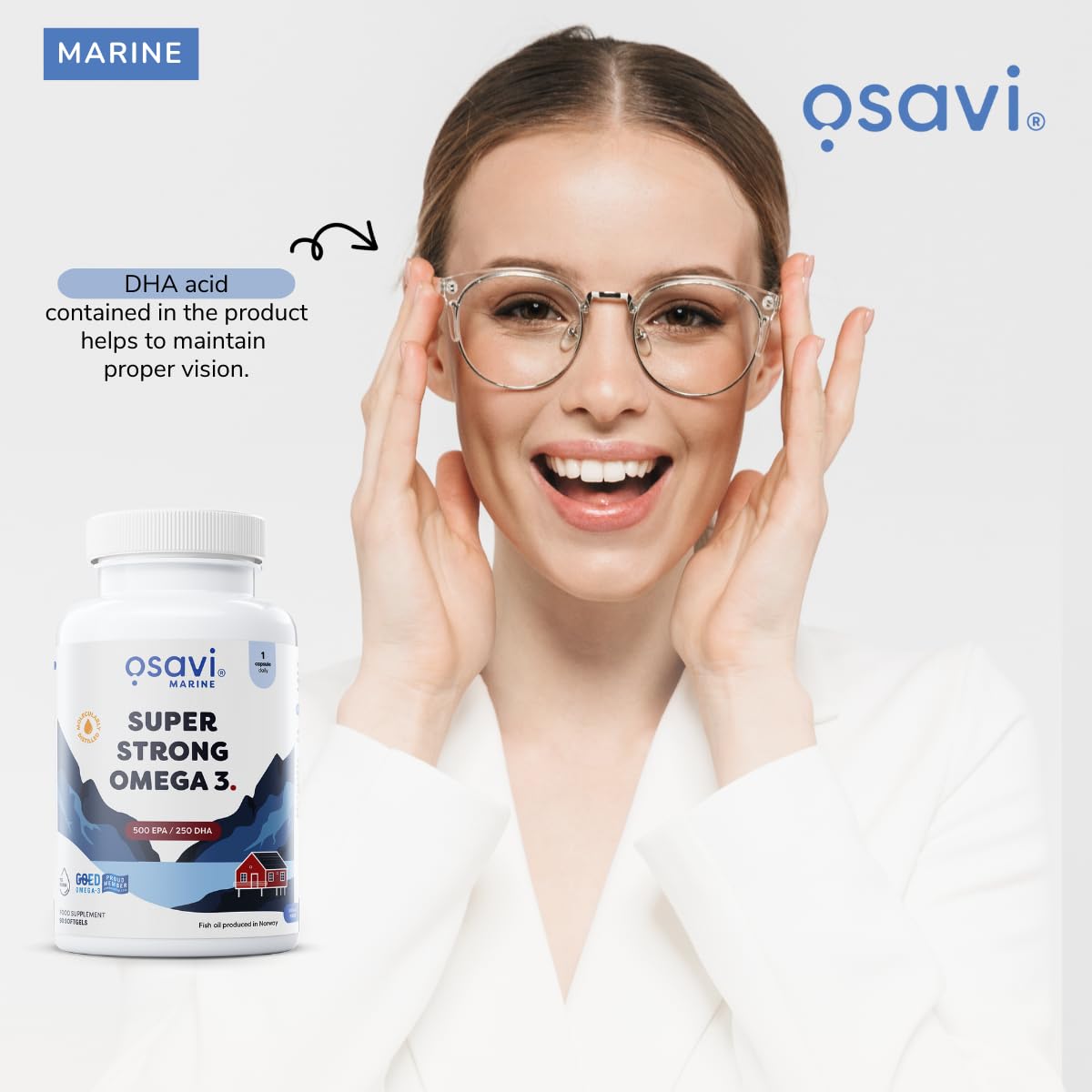 OSAVI Osavi Super Strong Omega–3 500 EPA / 250 DHA – 180 Softgels | Concentrated Omega–3 from Pelagic Fish | Supports Heart Health, Brain Function, and Vision | Highly Purified with Molecular Distillation