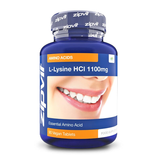 Zipvit L-Lysine 1100mg Tablets. High Strength Essential Amino Acid, Vegan and Vegetarian, 90 Tablets, 3 Months Supply