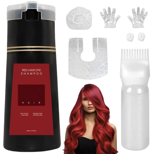wimony Nova Hair Dye Shampoo, Natural Plant Hair Dye Shampoo, Instant Herbal Coloring Shampoo, Hair Color Shampoo For Grey Hair, Long Lasting Hair Color Shampoo For Women & Men (Red)