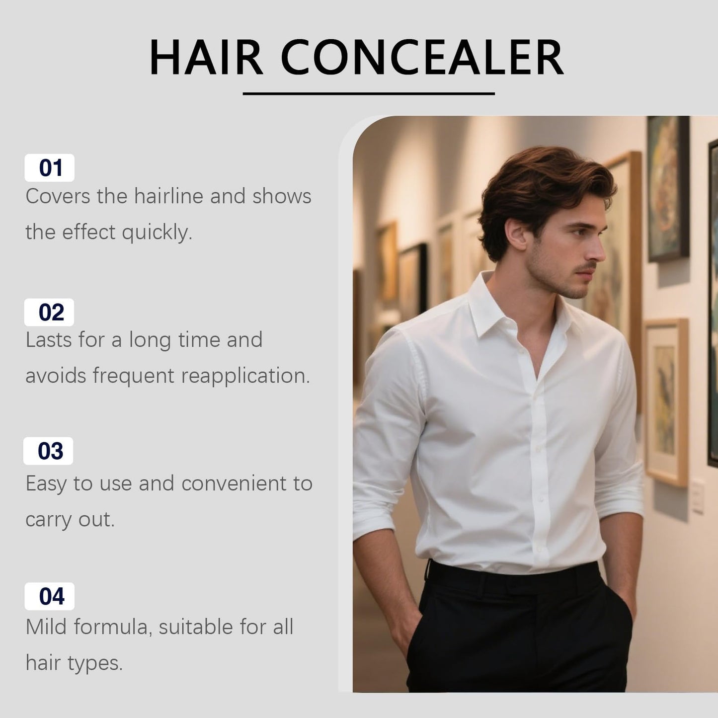 ShunJian 50ml Hair Concealer Cream,Hair Concealer,Ha/ir Dye Stick,Root Cover Up Stick,Root Con/cealer,Enhance Hairline,Natural Volumized Look,Suitable for Women and Men,Long-Lasting and Styling(Dark brown)