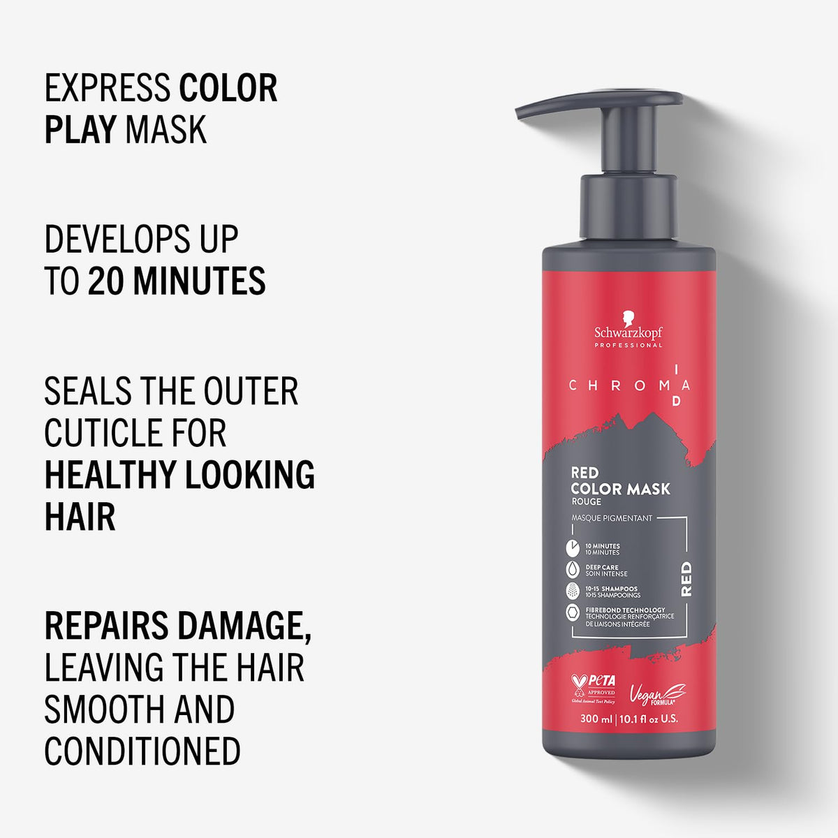 Schwarzkopf Professional CHROMA ID Bonding Color Mask Semi Permanent Mix And Tone Color System Toning Enhancing Refreshing Intense Care Deep Conditioning Shine Vegan Formula Red 300 ml