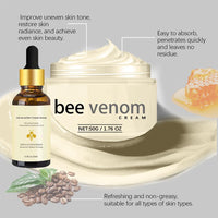 PLVNNZ Bee Venom Cream,2Pcs Bee Venom Serum & Anti-Wrinkle Face Cream Set, Niacinamide & Multi-Peptide Skincare Kit for Deep Hydration, Firming, Dark Spot Correction – Day & Night Moisturizer for