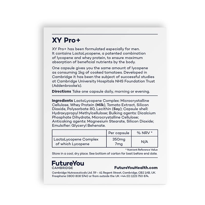XY Pro+ Mens Health Supplements – LactoLycopene with Whey Nutrition Protein – Tomato Pill to Support Mens Health – Supplements by FutureYou Cambridge