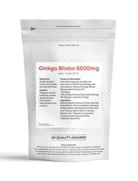 Just Vitamins Ginkgo Biloba 6000mg 180 Tablets for Circulation, Brain and Memory Support