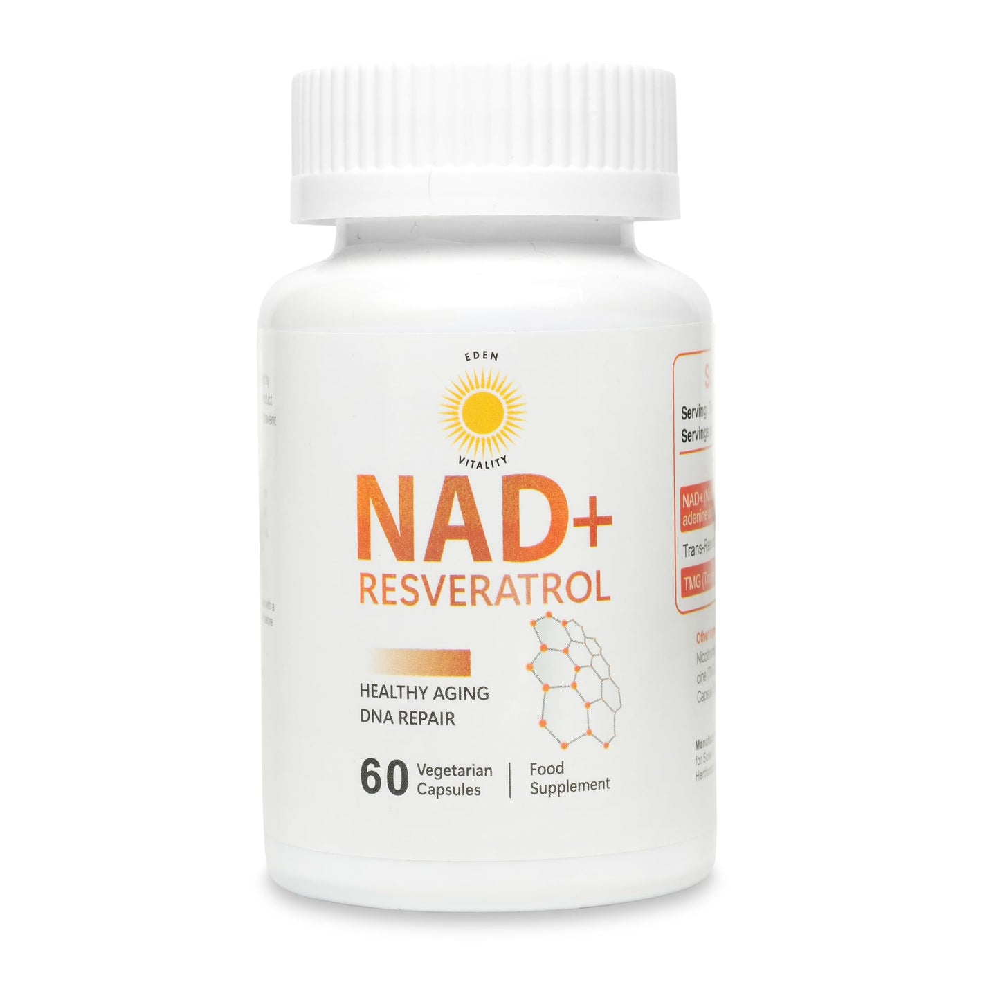 Eden Vitality NAD Supplement 1000mg with True NAD+ 500mg & Resveratrol 250mg