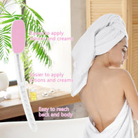 LOPHE Lotion Applicator for Back, Foldable Back Cream Applicator, Detachable Long Handled Cream Applicator, 2 in 1 Back Scrubber for Shower, Body Brush Bathing Accessories for Men Women (Pink)
