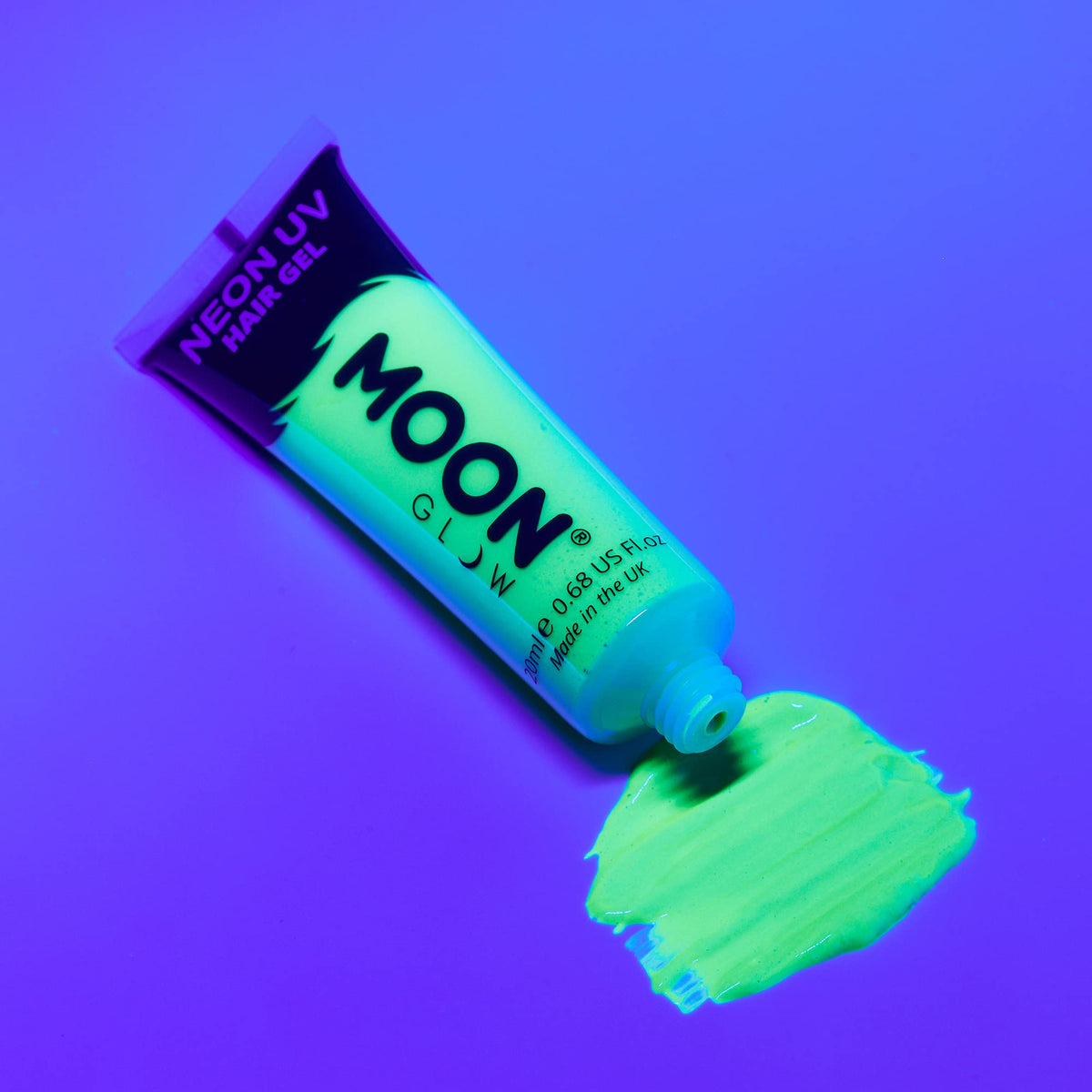 Moon Glow - Neon UV Hair Gel - 20ml Intense Green – Temporary wash out hair colour dye - Spike and glow!