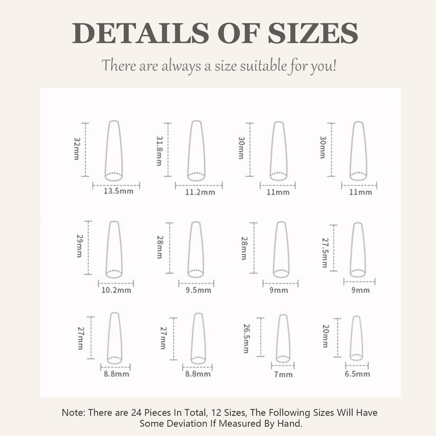 EONFAVE 24pcs French Tip False Nails - Press On Nails Long - French Style Black Edge Heart Stick On Nails With Glue - Long Coffin Shaped Elegant Design Fake Nails