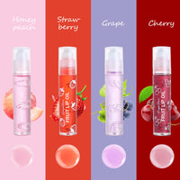 KTouler 4 Pcs Fruit Lip Oil Set Lip Gloss Crystal Jelly Liquid Lipstick, Set Moisturizing Hydrating Non-Stick cup Long Lasting Lip Kit for Women and Girls (Lip Oil, 4Pcs)