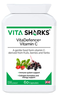 Vita Sharks VitaDefence+ Vitamin C - Bespoke Potent & Comprehensive All-in-One Vegan Anti-Oxidant Formula to Defend, Support & Boost Overall Immunity - Kosher