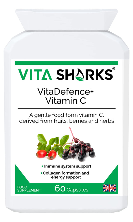 Vita Sharks VitaDefence+ Vitamin C - Bespoke Potent & Comprehensive All-in-One Vegan Anti-Oxidant Formula to Defend, Support & Boost Overall Immunity - Kosher