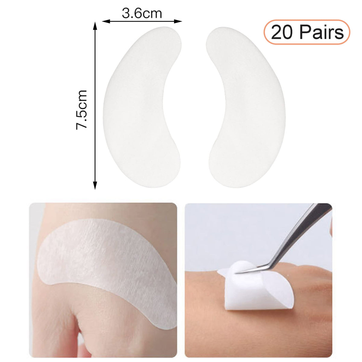 adspow Eyelash Extension Pads,Eye Gel Pads,Under Eye Gel Pads,Under Eye Gel Patches Lint Free Eye Patches for Eyelash Extensions (Black-20Pairs)