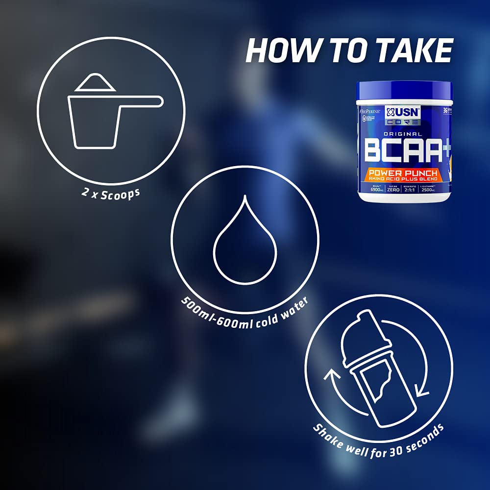 USN Bcaa Power Punch Pls Energy, Amino Acid Energy Blend With Caffeine and Taurine, Watermelon, 400 g