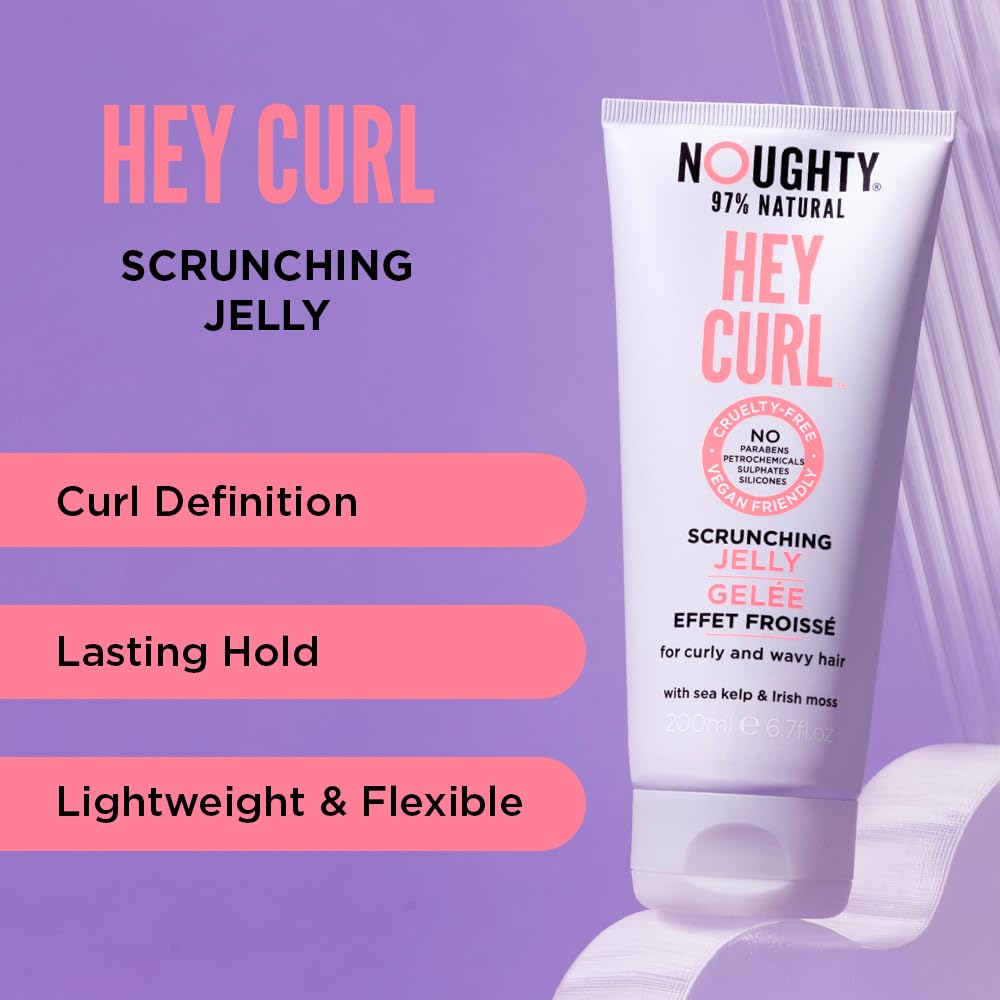 Noughty 97% Natural Hey Curl Scrunching Jelly and Wave Hello Curl Taming Cream Duo, Curl Defining Sulphate Free Vegan Hair Care Set Vitamin Rich Formula for Curly & Wavy Hair, 250ml and 150 ml