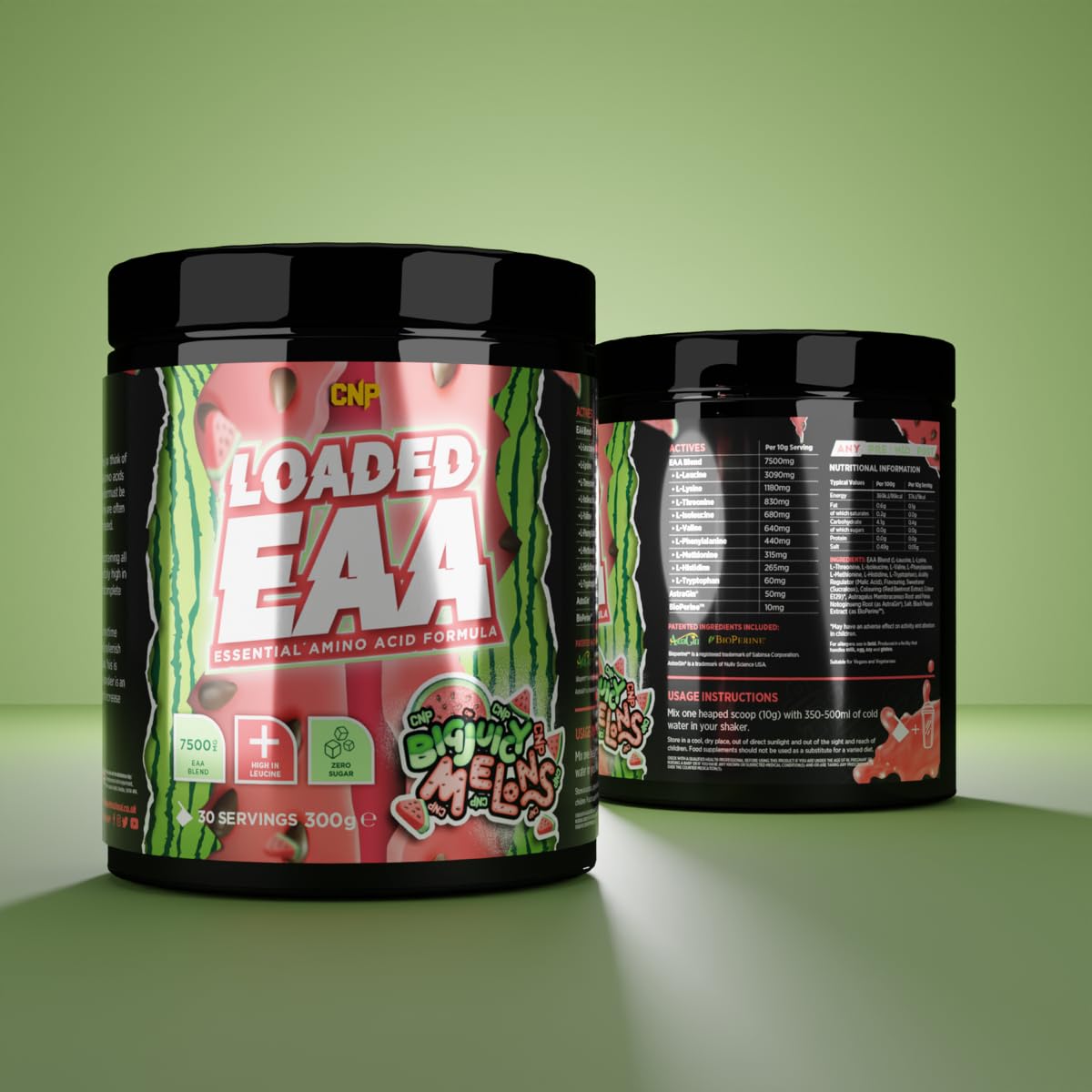 CNP Professional Loaded EAAs, Essential Amino Acids, BCAAs, Muscle Repair & Recovery Powder, 300g / 100g and 30/10 Servings, 9 Delicious Flavours (Big Juicy Melons, 300g)