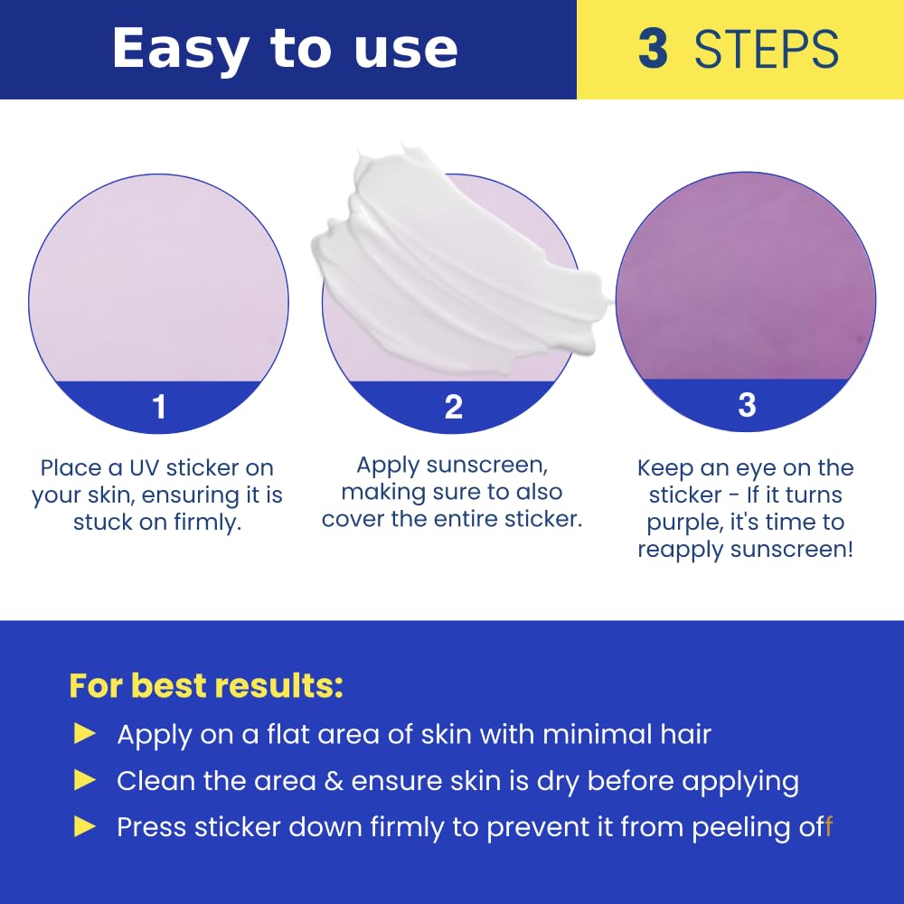 Alevial UV Detection Stickers for Sunscreen Reapply Reminder, Suitable for Kids & Adults, 40 Pack Sticker Patches, Sun Cream Instant Monitoring, Improved Formula