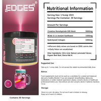Edges Creatine+ | 5g Creatine (200 Mesh) | 1g BCAAs | 1g Collagen | Creatine Monohydrate Powder - Pink Lemonade Flavoured Creatine - Boost Muscle Performance - 30 Servings (272g, Pink Lemonade)