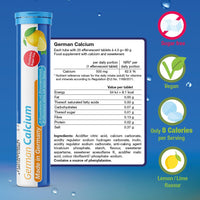 Calcium 500 mg - 2 x 20 effervescent Tablets - Lemon Flavor - T&D Pharma German Calcium - Made in Germany
