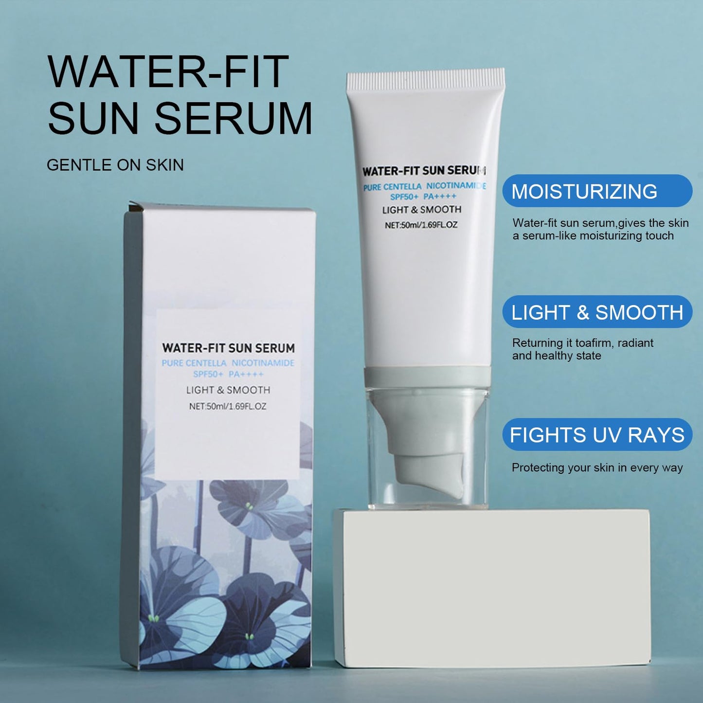 Generic Madagascar Centella Sunscreen, Lightweight Spf 50+ Pa++++, Water-fit Sun Serum, Hydrating & Soothing Sunscreen,Broad Spectrum Uv Protection, Refreshing For All Skin Type (50ml)