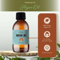 Essican Purelife Pure Moroccan Argan Oil 250ml, Cold Pressed Vitamin E Oil for Skin, 100% Natural Argan Carrier Oil for Face & Body Oil, Hair Oil for Dry Damaged Hair, Curly Hair & Body Oil for Women and Men