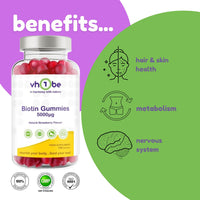 vh1be Biotin 5000ug - 150 Natural Strawberry Flavour Gummies