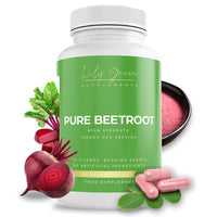 Lily Green Supplements Lily Green Pure Beetroot Capsules | 1300mg Per Serving Beetroot Supplement | Nitric Oxide Boost | Rich in Vitamins & Minerals | Non-GMO, No Artificial Additives | 90 Vegan Capsules | Made in UK