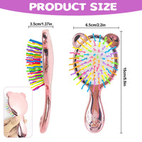 Cosysparks Toddler Hair Brush Girl, 3 Pcs Detangler Brush and Comb Set Mini Hair Brush Cute Kids Detangle Hair Brush Pocket Airbag Comb Massage Comb for Girls Wet Dry Hair (Pink)