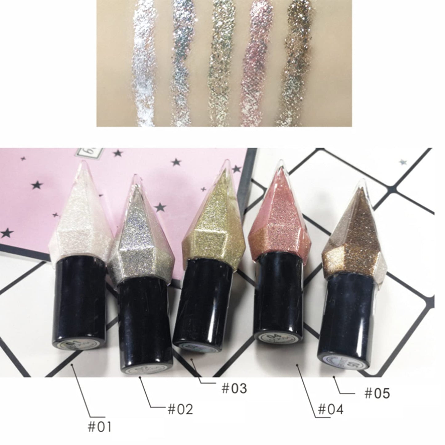 Erinde Glitter Liquid Eyeliner & Diamond Eyeshadow, Liquid Eye Shadow Long Lasting Pigmented, Colourful Eye Liners for Wedding Party Cosplay Eye Makeup Eye Liner