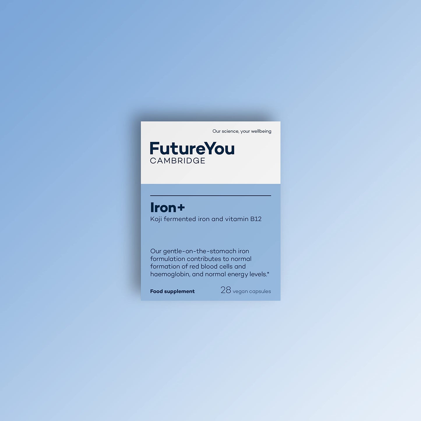 Iron+ Supplements – Energy Tablets with Koji Fermented Iron and Vitamin B12 – 28 Day Supply – Blood Supplement for Normal Formation of Red Blood Cells – Vitamins for Tiredness by FutureYou Cambridge