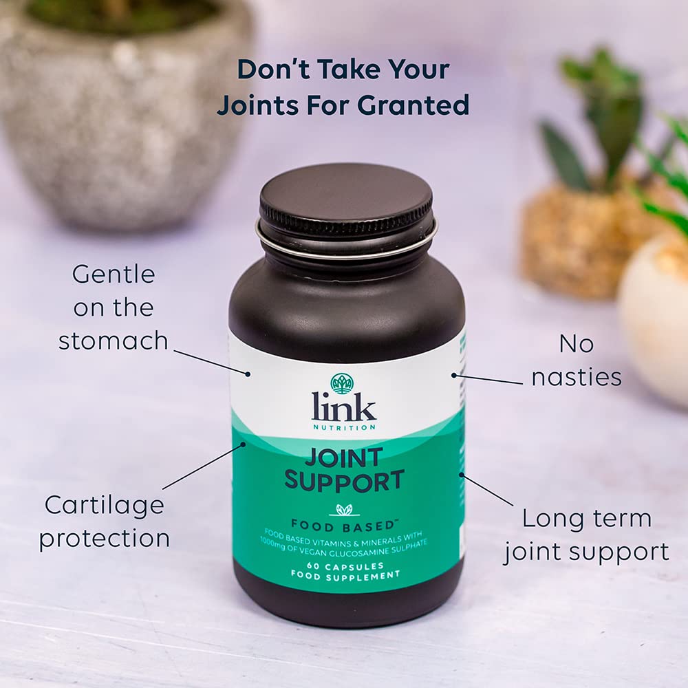 Joint Support [Food Based] | 1000mg Vegan Glucosamine Sulphate + Turmeric | Vitamin C contributes to Normal Collagen Formation for The Normal Function of Bones and Cartilage | Vegan | 60 Vegecaps