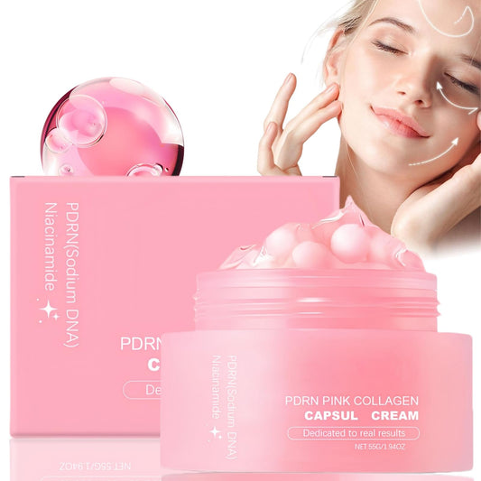 SingHao Pink Collagen Cap/sule Cream,Face Moisturiser with Niacinamide & Hydrolyzed C/ollagen,Anti-Aging Co/llagen F/ace C/ream,Col/lagen Gel Fa/ce,Collagen Moisturiser Fac/e Women,Skin Tightening Cream
