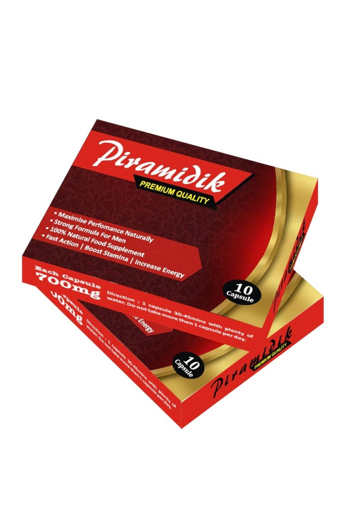 PIRAMIDIK Ultra Strong NEW Piramidik - (10 Pack) New & Effective 700mg Ginseng & MACA Complex Herbal Supplement for Men - Performance, Energy, Stamina & Endurance, 100% Natural