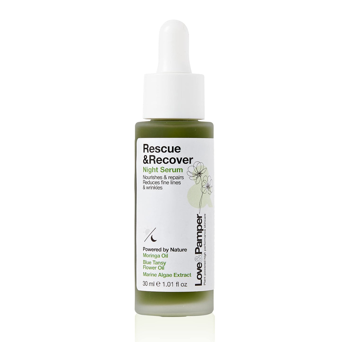 Love and Pamper Love & Pamper RESCUE & RECOVER Night Repair Serum - Plant Powered, Vitamin E, Targets Dark Spots, Reduces Fine Lines, Redness, Repair & Nourishes Skin, Smooths Texture Overnight