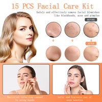 LOPHE Blackhead Remover Tool Kit, 15PCS Pimple Popper Tool Kit Stainless Steel Comedone Extractor Tweezers Acne Needle Pimple Popping Kit for Removing Pimple Blackheads Zit on Forehead Facial Nose