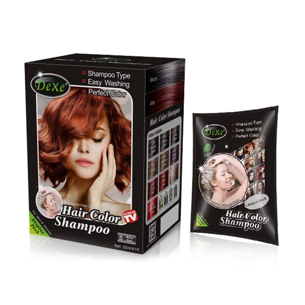 Black Hair Shampoo,MQUPIN Instant Black Natural Ingredients Hair Dye Shampoo Semi-Permanent Black Hair Color,Easy to use,Long lasting,(10 Pack, Black)