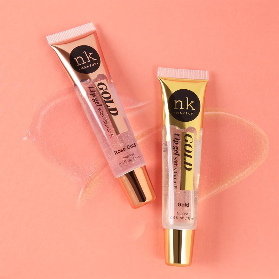 NK lip gloss gel 15ml Vitamin E, Shiny, Nourishes, Lip gel (Rose Gold, Pack Of 3)