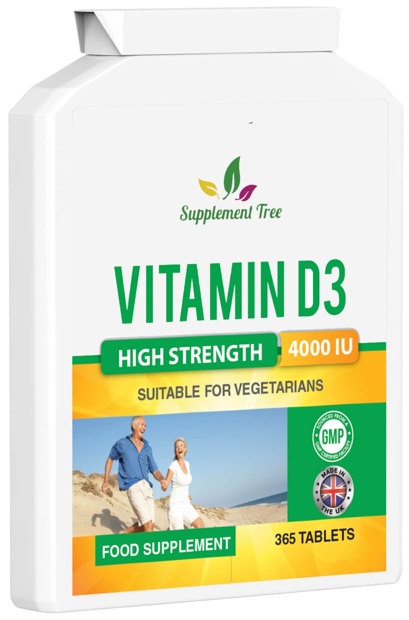 Vitamin D 4000IU 365 Vegetarian Tablets | High Strength Cholecalciferol Vitamin D3 Supplement | UK Manufactured
