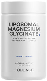 Codeage Liposomal Magnesium Glycinate Supplement, 4-Month Supply, Bisglycinate Magnesium Chelate, Chelated Magnesium Mineral Capsules, Bioavailable Non-GMO Vegan Gluten-Free, 120 Capsules