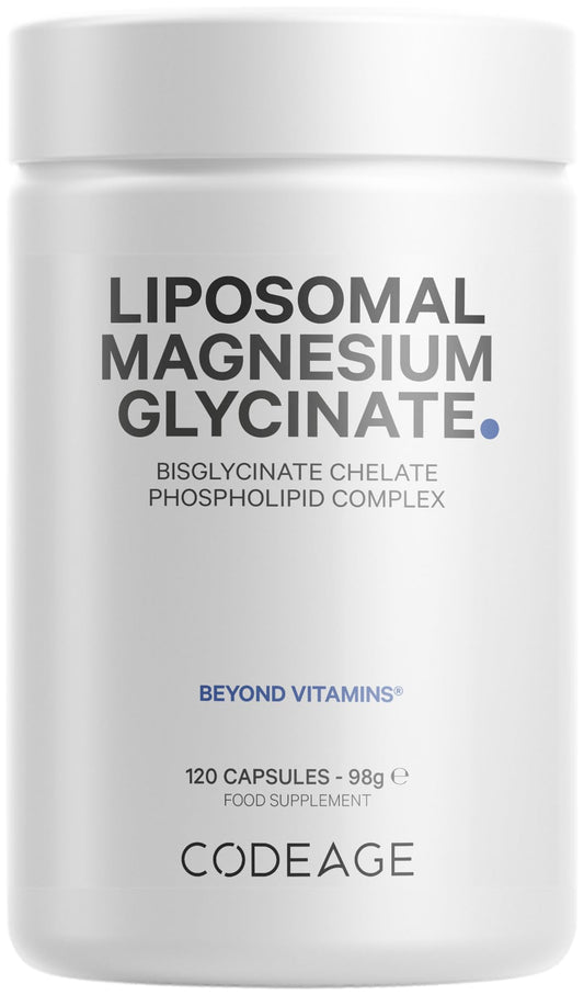 Codeage Liposomal Magnesium Glycinate Supplement, 4-Month Supply, Bisglycinate Magnesium Chelate, Chelated Magnesium Mineral Capsules, Bioavailable Non-GMO Vegan Gluten-Free, 120 Capsules