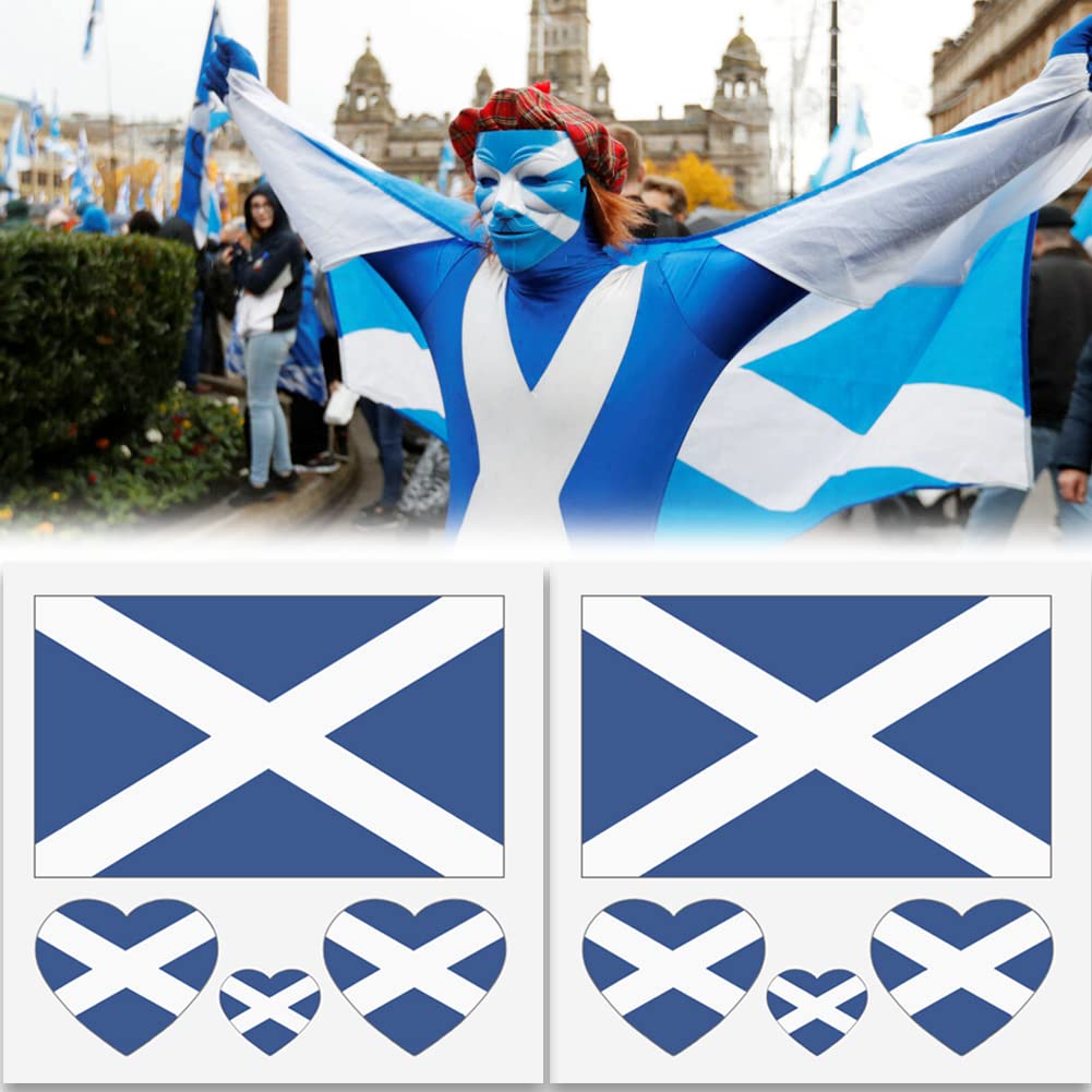 Kelamayi Scotland Flag Temporary Tattoos,10 Sheets National Flag Face Tattoo Stickers for World Cup European Cup International Competitions