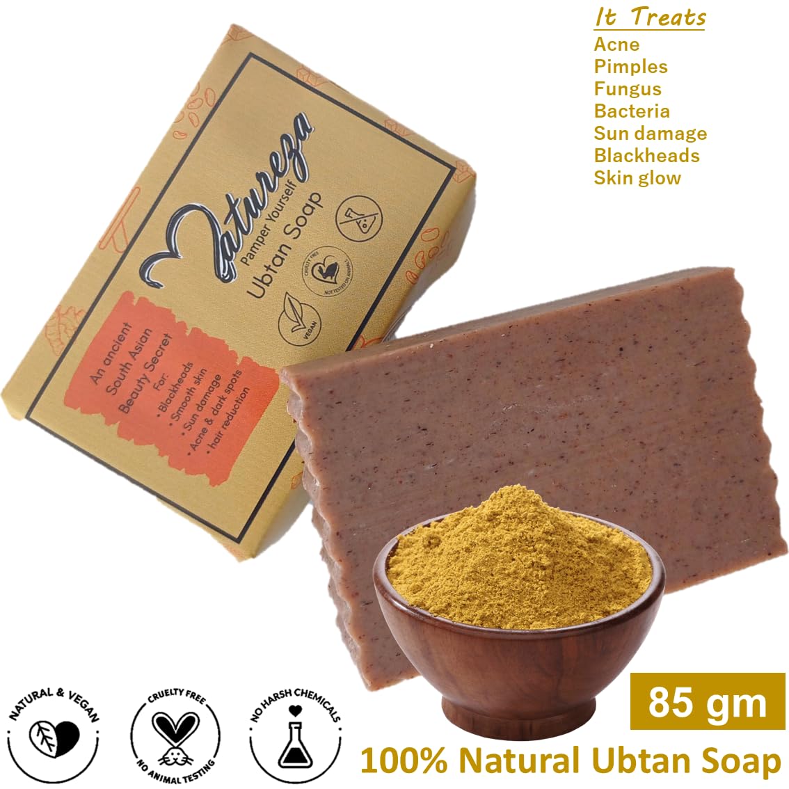 Natureza Organic Handmade Ubtan Sandalwood soap Turmeric soap bar 90g