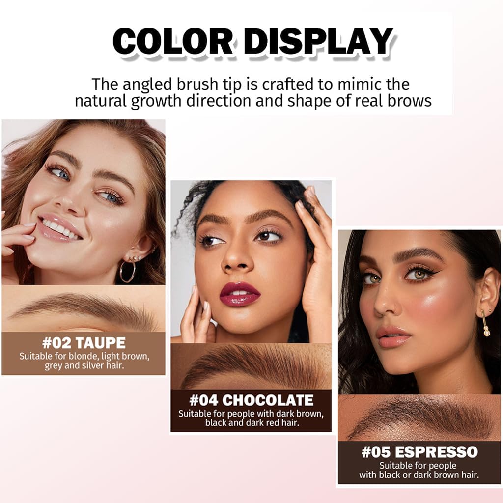Generic Brow-Fection Angled Brush & Dip - Waterproof Eyebrow Tint Kit For Defined, Natural-Looking, Long-Lasting Brows with Precision Tip & Dark Brown Pencil Powder Pomade Palette