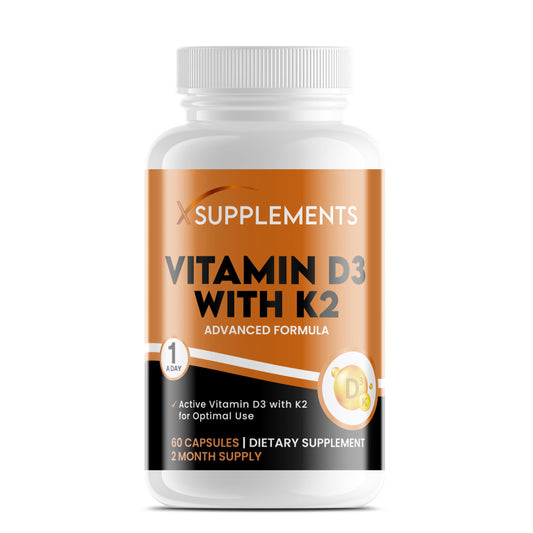 X Supplements Vitamin D3 5000 IU with K2 100μg | 1-A-Day | 60 High Strength Vitamin D Tablets | MK-7 Menaquinone | Vitamin D3 | Bone, Immune & Heart Support | Supplements for Adults