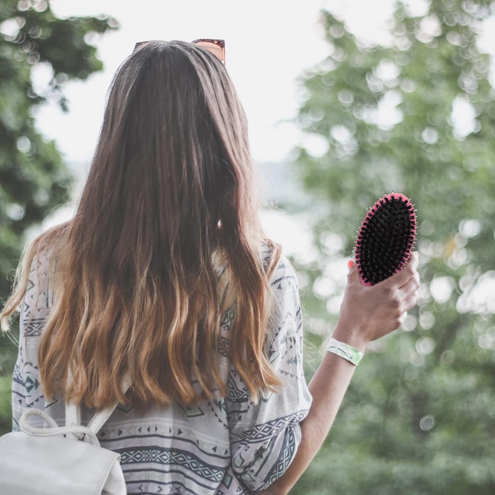 YNGMEIYER Ultimate Hair Extension Brush Boar Bristle Paddle Hairbrush Soft Cushion Hair Brush for Long Thick Curly Hair Reducing Hair Breakage and Frizz