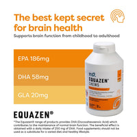 Equazen® Omega 3 & 6 Chews for Kids, Brain & Cognitive Support, DHA, EPA & GLA, Clinically Researched 9:3:1 Formula, Strawberry Flavour, Halal Certified, Age 3+, 360 Pack