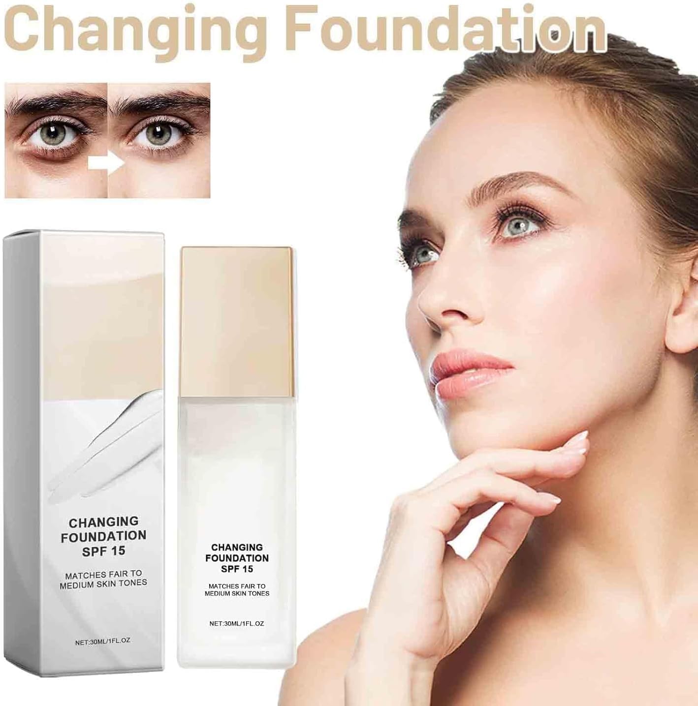 OXGPAL Skye Color Changing Magic Foundation, Colour Changing Foundation, All Day Flawless Warm Skin Tone BB Cream Makeup Base Concealer, Long Lasting Color Match for Face for All Skin SPF15