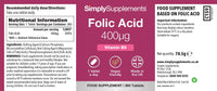 Simply Supplements Folic Acid 400µg (Vitamin B9) | Supports Maternal Folate Status | Suitable for Vegans & Vegetarians | 360 Tablets = 12 Months' Supply | Pregnancy Care | Manufactured in The UK