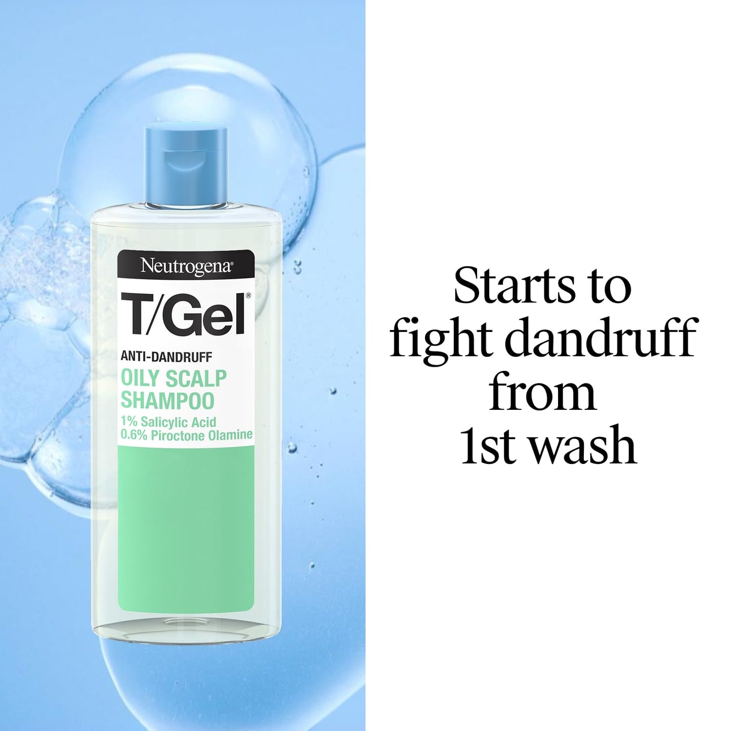 Neutrogena T/Gel Anti Dandruff Shampoo for Oily Scalp and Hair (1x 250ml), Daily Anti-Dandruff Shampoo with Salicylic Acid to Remove Excess Oils from First Wash