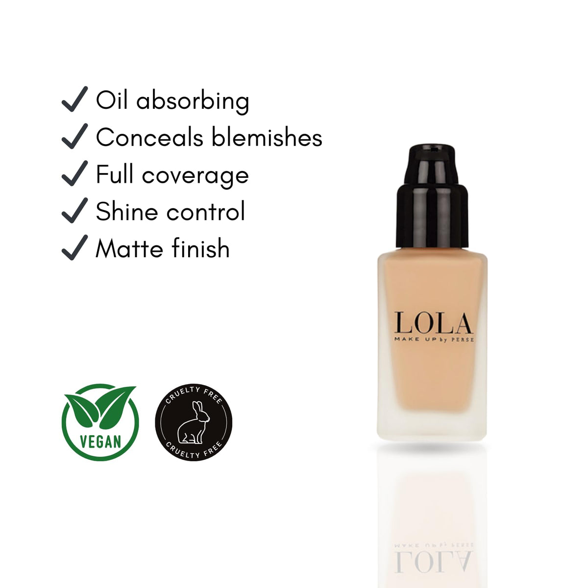Lola Make Up by Perse LOLA Make Up by Perse Matte Long-Lasting Liquid Foundation – Full Coverage, Buildable Matte Finish, Oil-Absorbing, Shine-Free, Long-Lasting – Paraben-Free, Vegan, Cruelty-Free – [R044-Medium Beige]