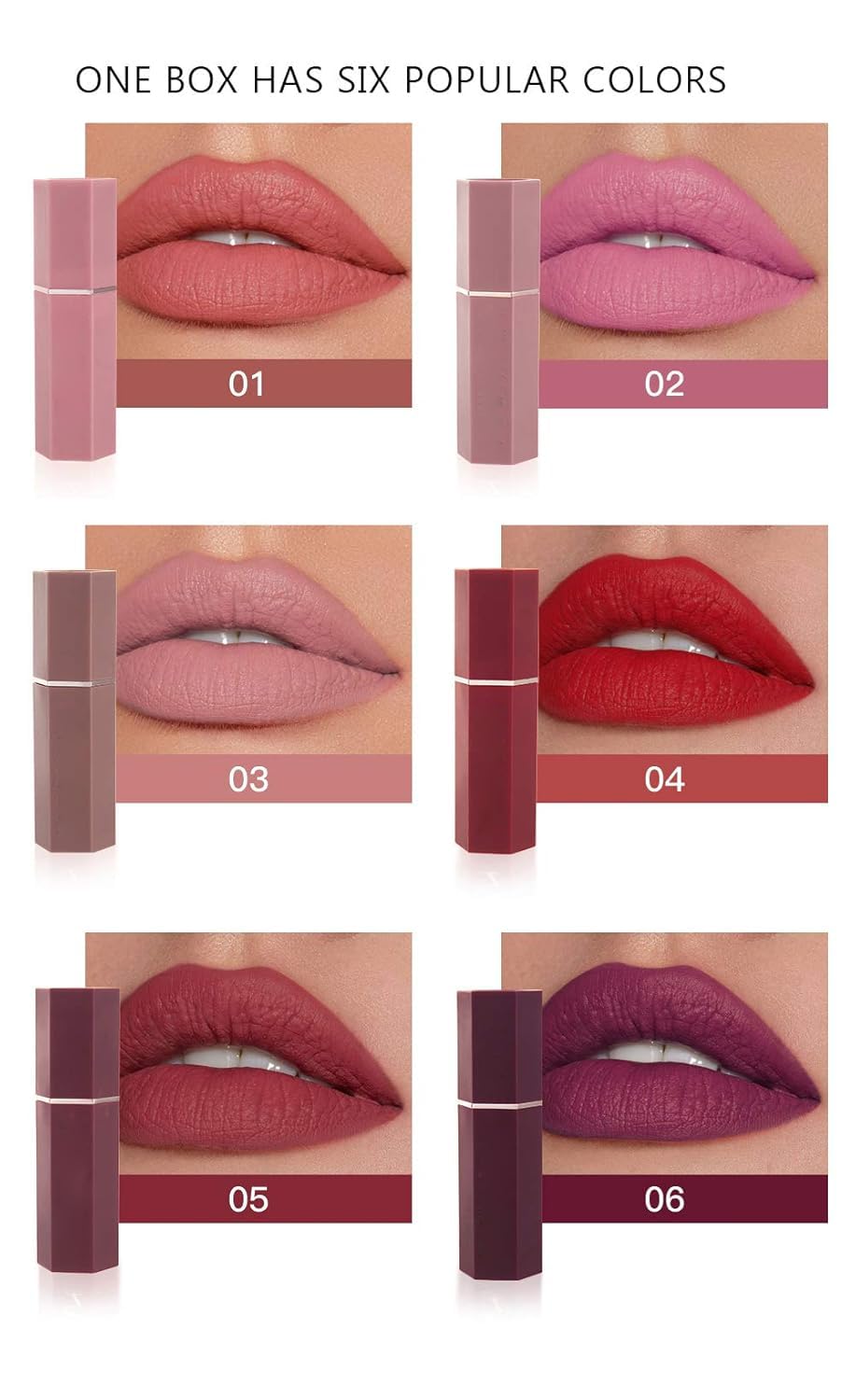 GL-Turelifes Matte Lipstick Velvety Red Lipsticks Waterproof Long Lasting Smoothing Non-stick Cup Sexy Colors Lipsticks (#05 Umber)